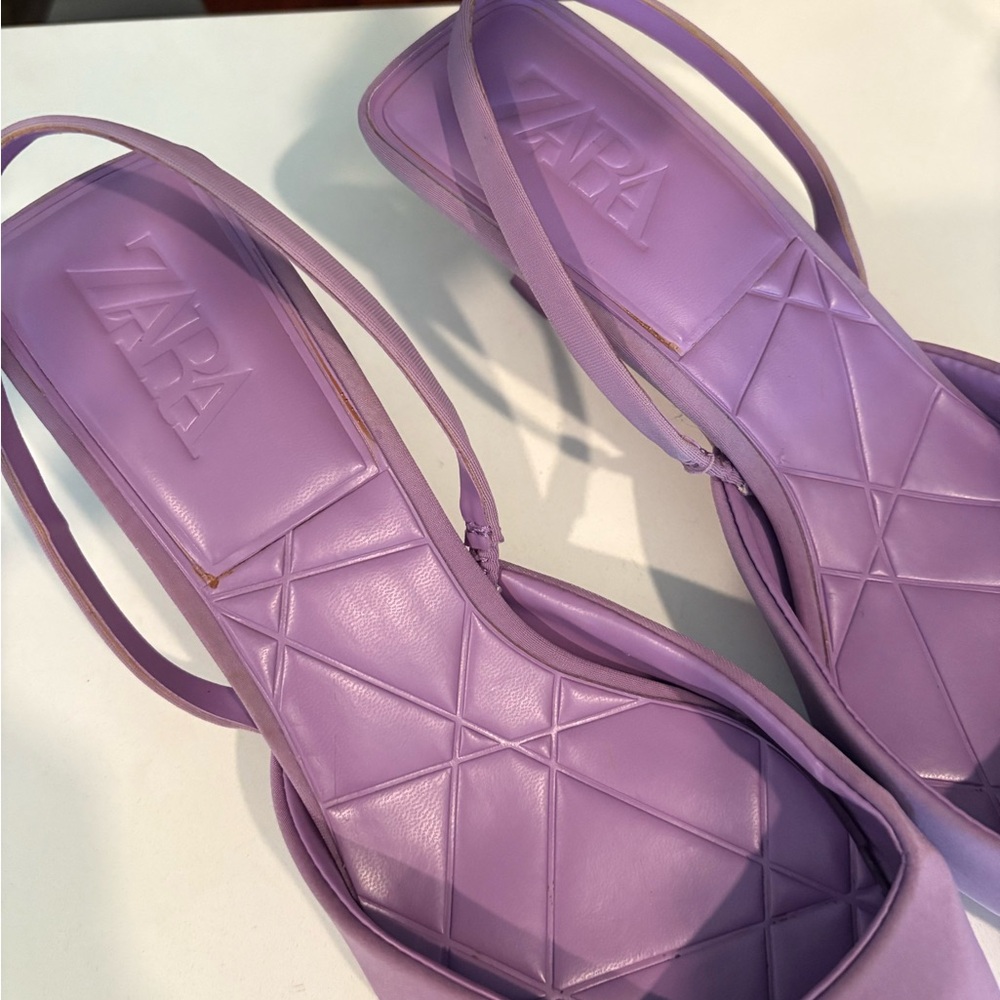 Zara Purple Slingback Pointed Toe Heels Women’s Size 40 (US 9.5) - Picture 2 of 6
